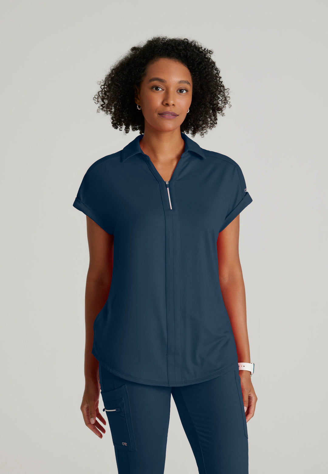 Engage Knit Top - Steel - Grey's Anatomy Scrubs