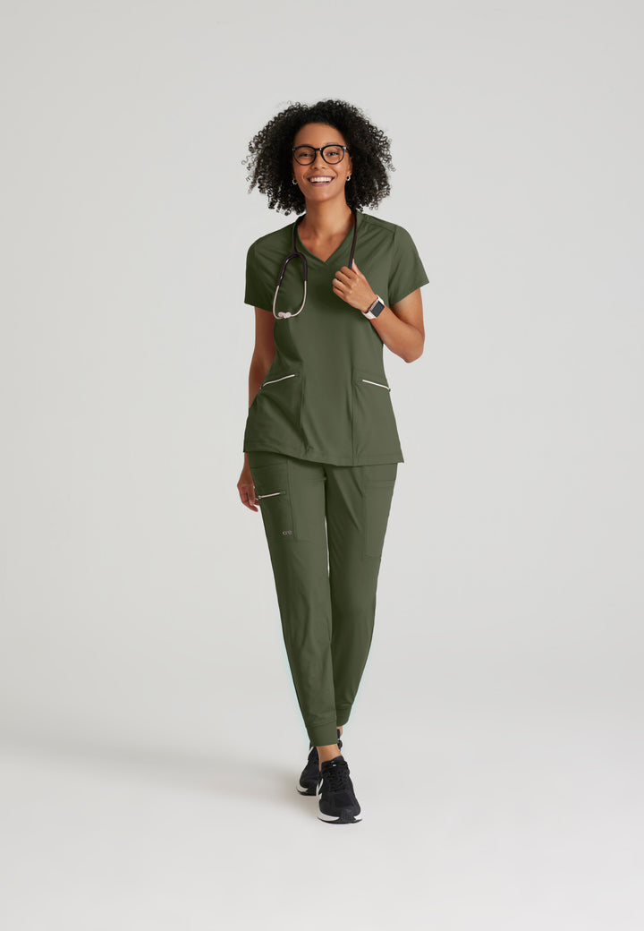 Victory Knit Top - Olive - Grey's Anatomy Scrubs