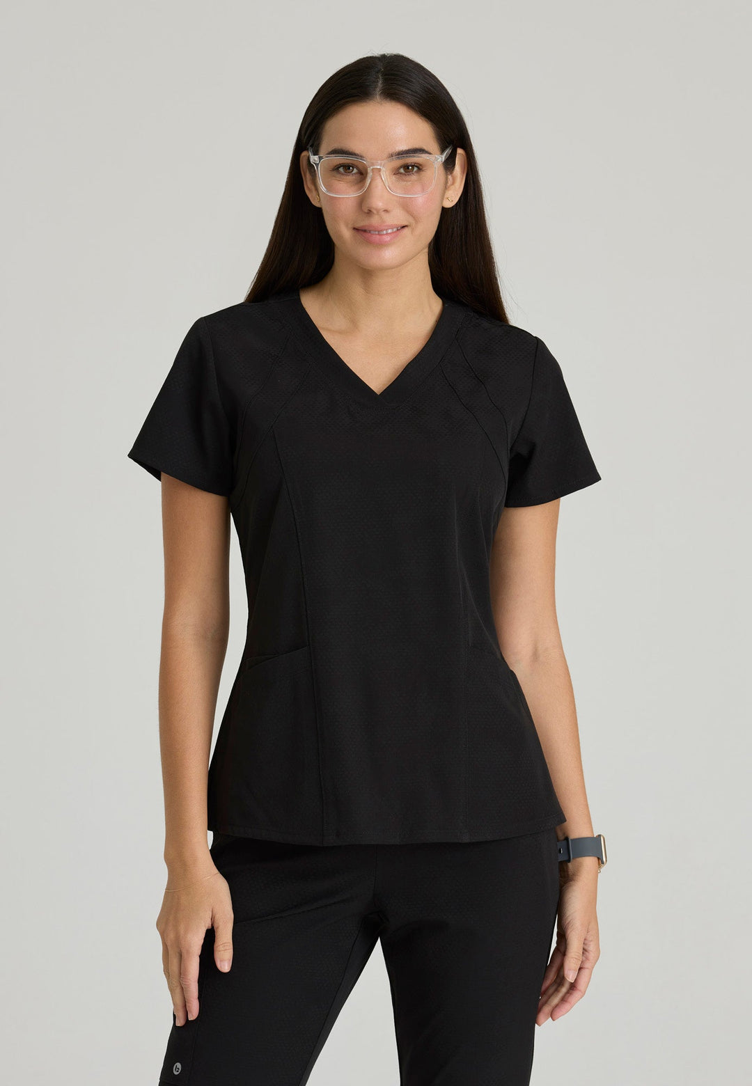 Racer Top - Black Digital Hex Jacquard - Grey's Anatomy Scrubs